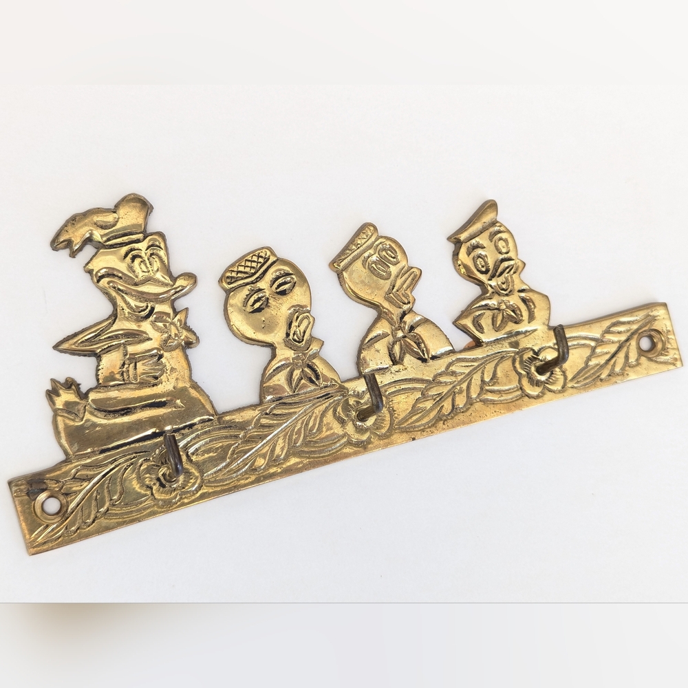 Vintage Donald Duck Style Brass Key Holder Wall Hook Hanger Disney Bootleg Decor